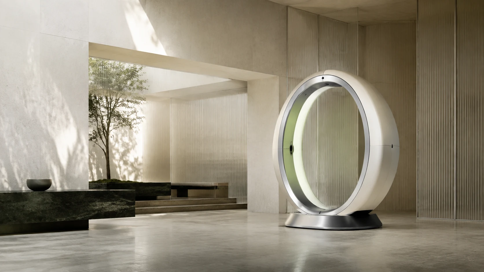 Conceptual future Scan+ experience studio with an ivory scanning instrument